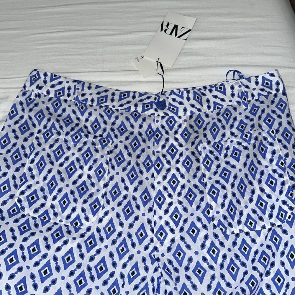 ZARA Blue Printed Pants with Pockets NWT Sizes M & L - Picture 8 of 10